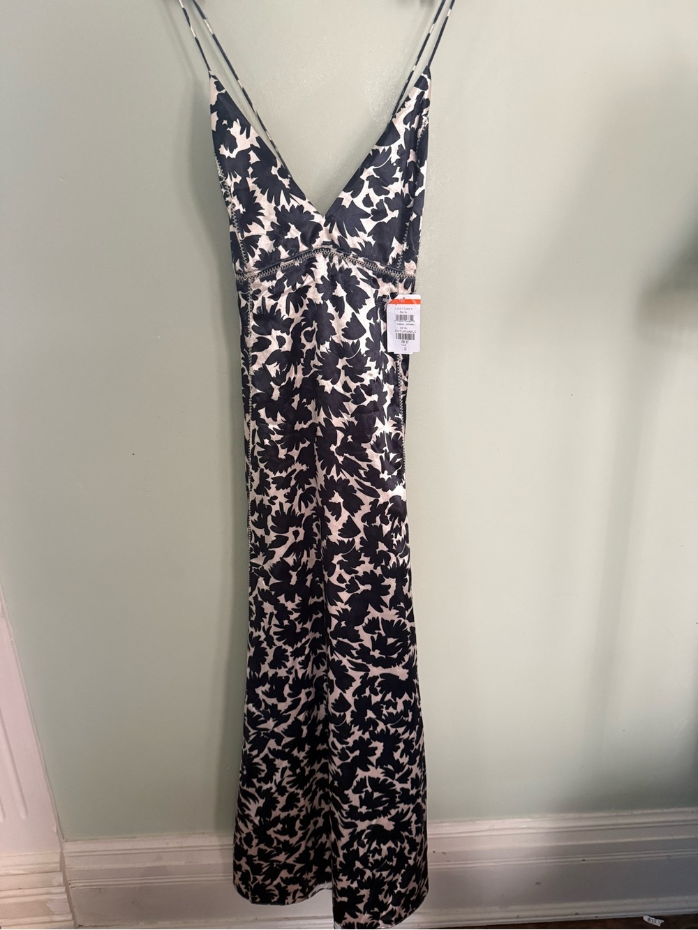 Ulla Johnson Black and Cream Floral Satin Slip Maxi Dress - Picture 5 of 13
